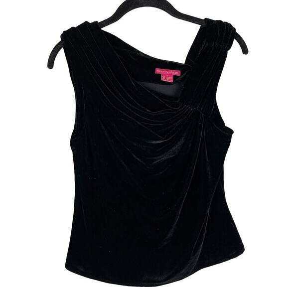 Sunny Leigh Y2K black velvet asymmetrical sleeveless top - Picture 4 of 5